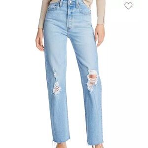 Levi's 💙Ribcage Ripped Straight-Leg Jeans in Tango Swing